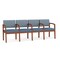 Lesro Lenox Wood 4 Seat Tandem Seating Wood Frame, Cherry, RS Rain Song Back, MD Titan Seat LW4103 - alternate 1